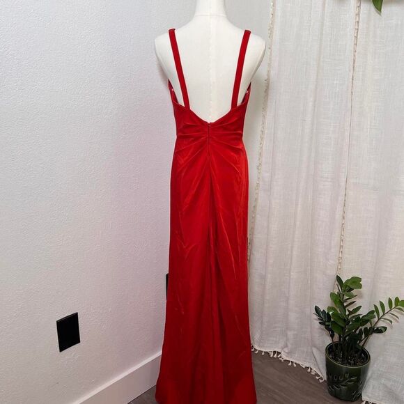 JVN by Jovani Red Draped Gown – Size 4 - Picture 6 of 8